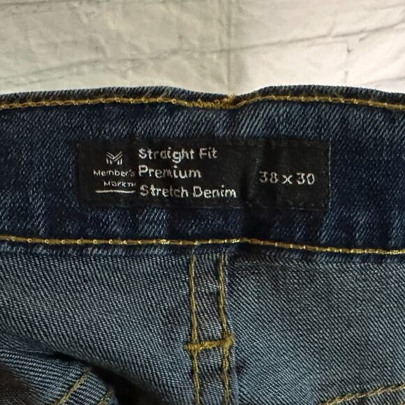 Members Mark Mens Dark Wash Straight Fit Denim Jeans, Size 38x30, NWT - Picture 4 of 6